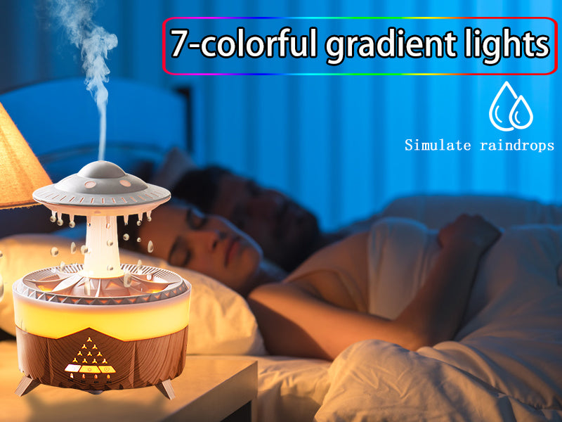 Raindrop Cool Mist Humidifier & Essential Oil Diffuser with 7-Color LED & 4 Timer Modes